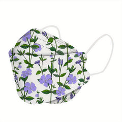 50pcs KF94 Mask Solid Disposable Floral Print Face Masks Causal Outdoor Dustproo