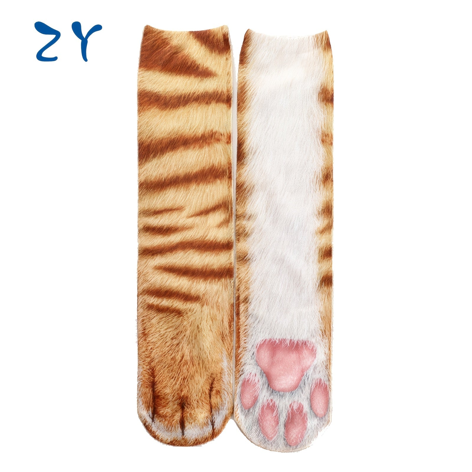Men's Paw Pattern Crew Socks Casual Comfy Unisex Outdoor All Seasons Wear