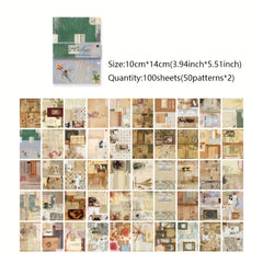 100 Sheets Vintage Art Collage Scrapbook Paper