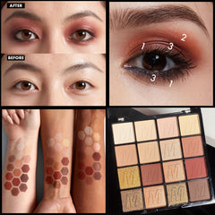 16 Color Eyeshadow Palette Matte Glitter Bright Blendable Dramatic Glamour Eye