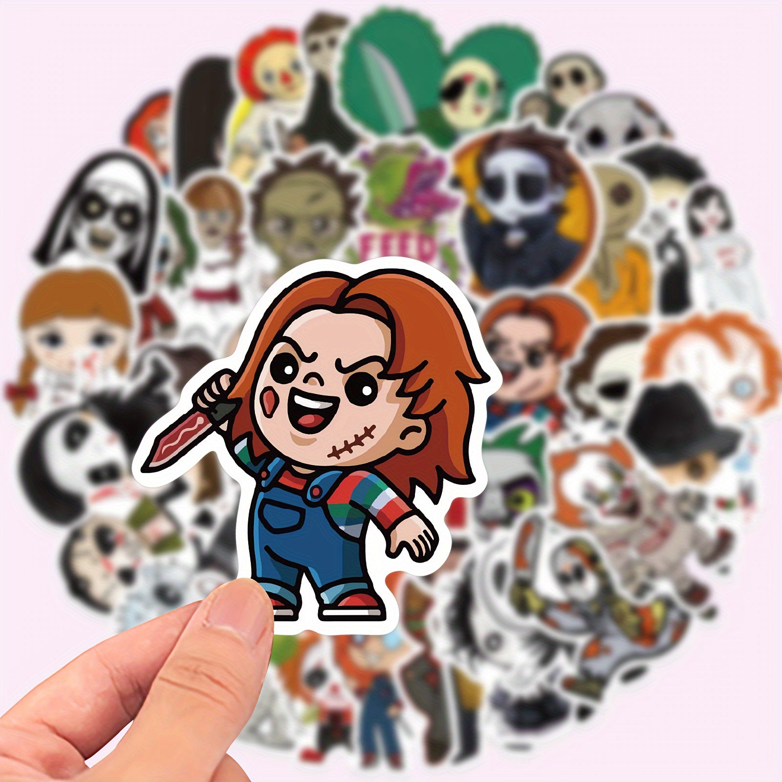 50 Vinyl Cartoon Horror Movie Characters Stickers for Laptops Water Bottles