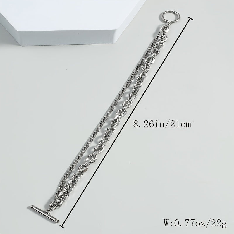 Men's Hip Hop Double Layer Chain Bracelet