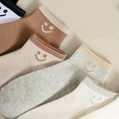 10 Pairs Smiling Print Socks & Crew Short Socks Women's Stockings