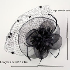Women Flower Feather Fascinator Tea Party Hat Hand Work Headband