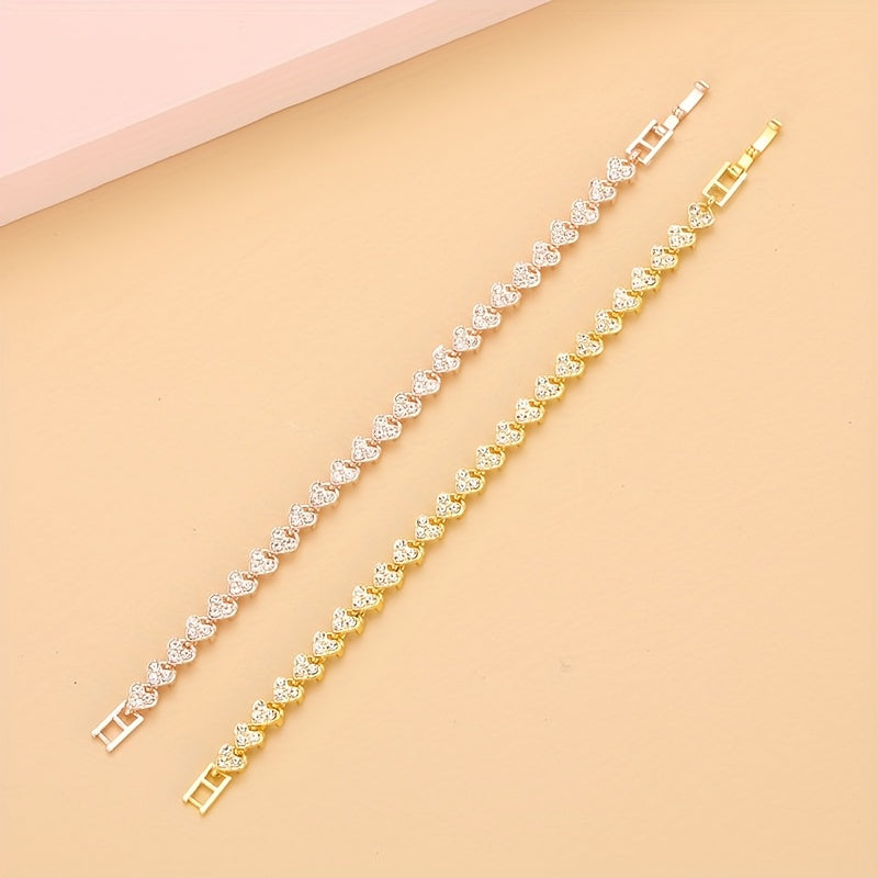 Heart Zircon Crystal Bracelet Silvery Rose Golden