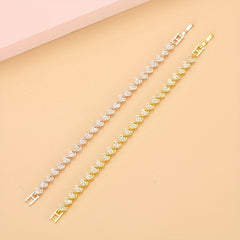 Heart Zircon Crystal Bracelet Silvery Rose Golden