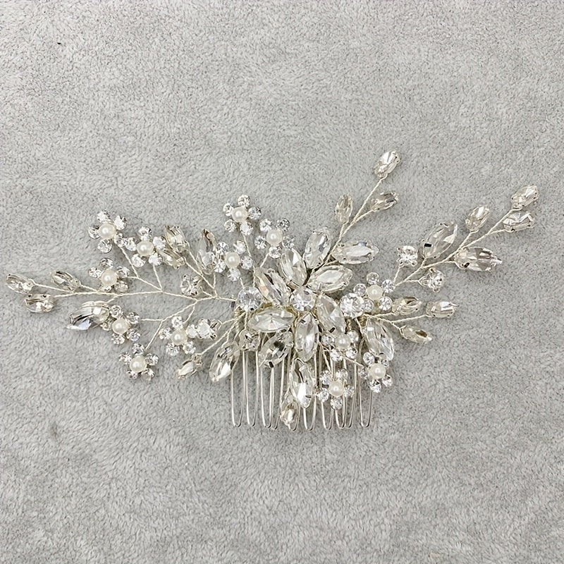 Crystal Faux Pearl Beads Hair Comb Head Jewelry Hair Accessories