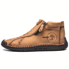 Men's Stitched Zipper Decor Boots Wear resistant Non Slip Outdoor Casual