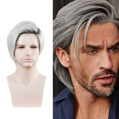 Short Metallic Grey Silver Ombre Wig for Men