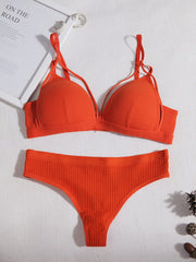 Sheer Lace Matching Lingerie Set Push Up Underwire Intimates Bra & Low Cut Bikin