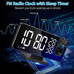 Multifunctional Digital Alarm Clock Projection LED Screen USB Charging