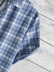 Men's Plaid Hawaiian Shirt Short Sleeve