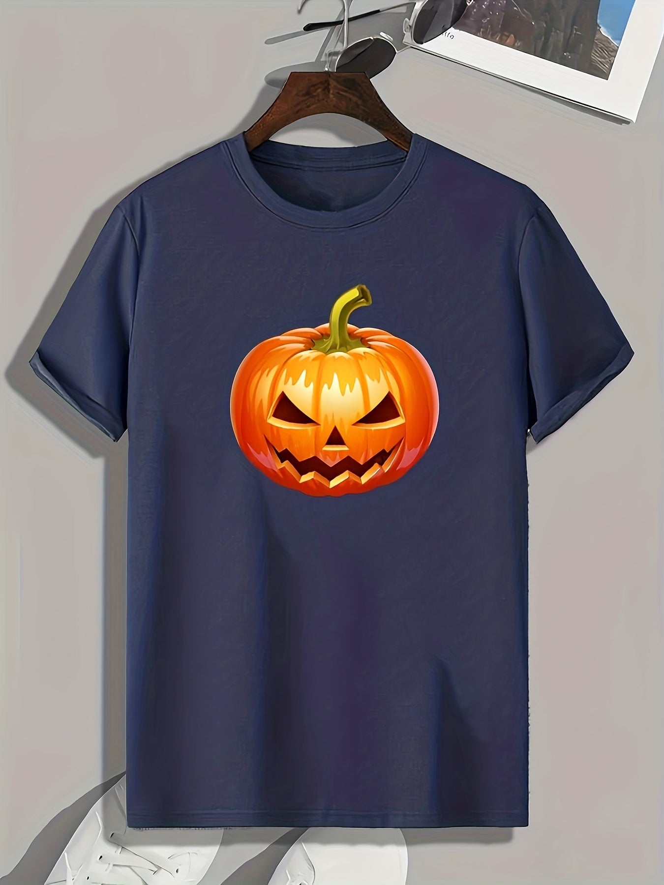 Halloween Pumpkin Print Men's Graphic T-shirt for Summer