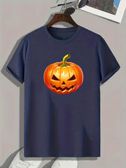 Halloween Pumpkin Print Men's Graphic T-shirt for Summer