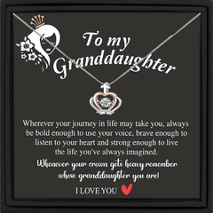 CZ Crown Pendant Necklace Girls - Gift for Granddaughter