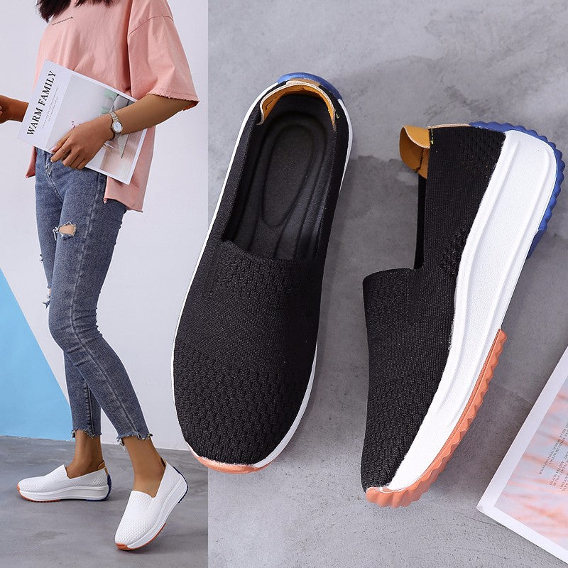Women's Casual Sneakers Flying Woven Slip on Loafers