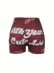 Ass Print Skinny Shorts Yoga Casual Summer Shorts