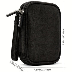 Gray Double layer Hard Disk Storage Bag Portable Clutch Organizer