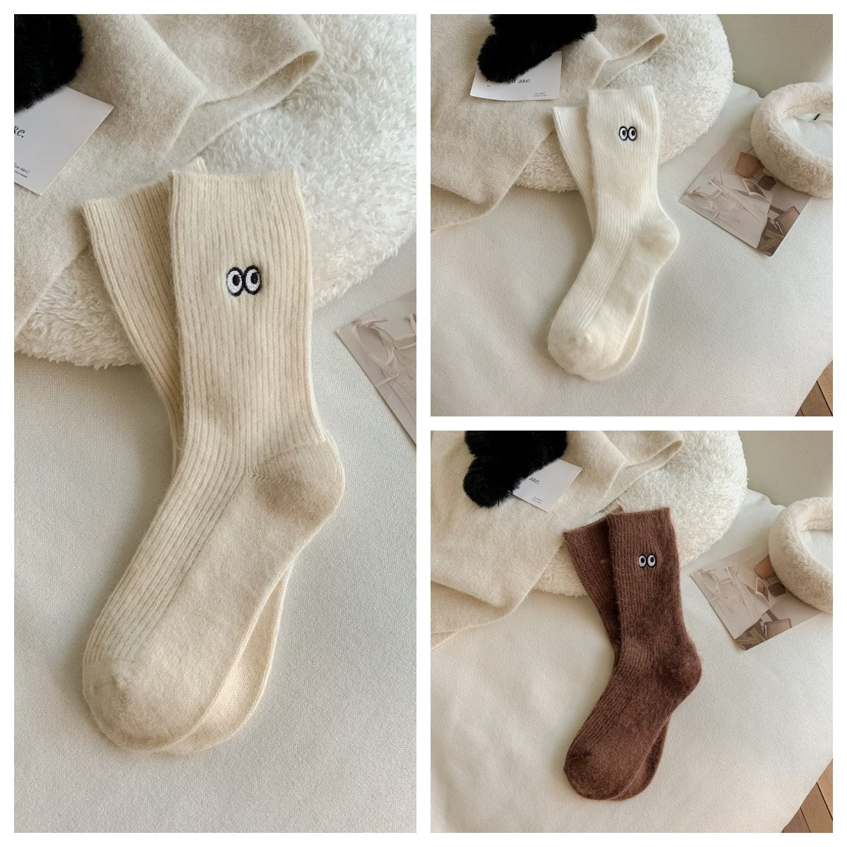 3 Pairs Cartoon Pattern Warm Socks Women's Stockings