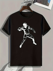 Football Player Pattern Print Men's Comfy Sports T shirt Graphic Tee
