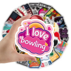 51pcs Cartoon Bowling Decal Set Vinyl Self Adhesive Appliques for Scrapbooking