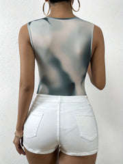 Tie Dye Crew Neck Tank Bodysuit Sleeveless Casual One Piece Women's Clothing