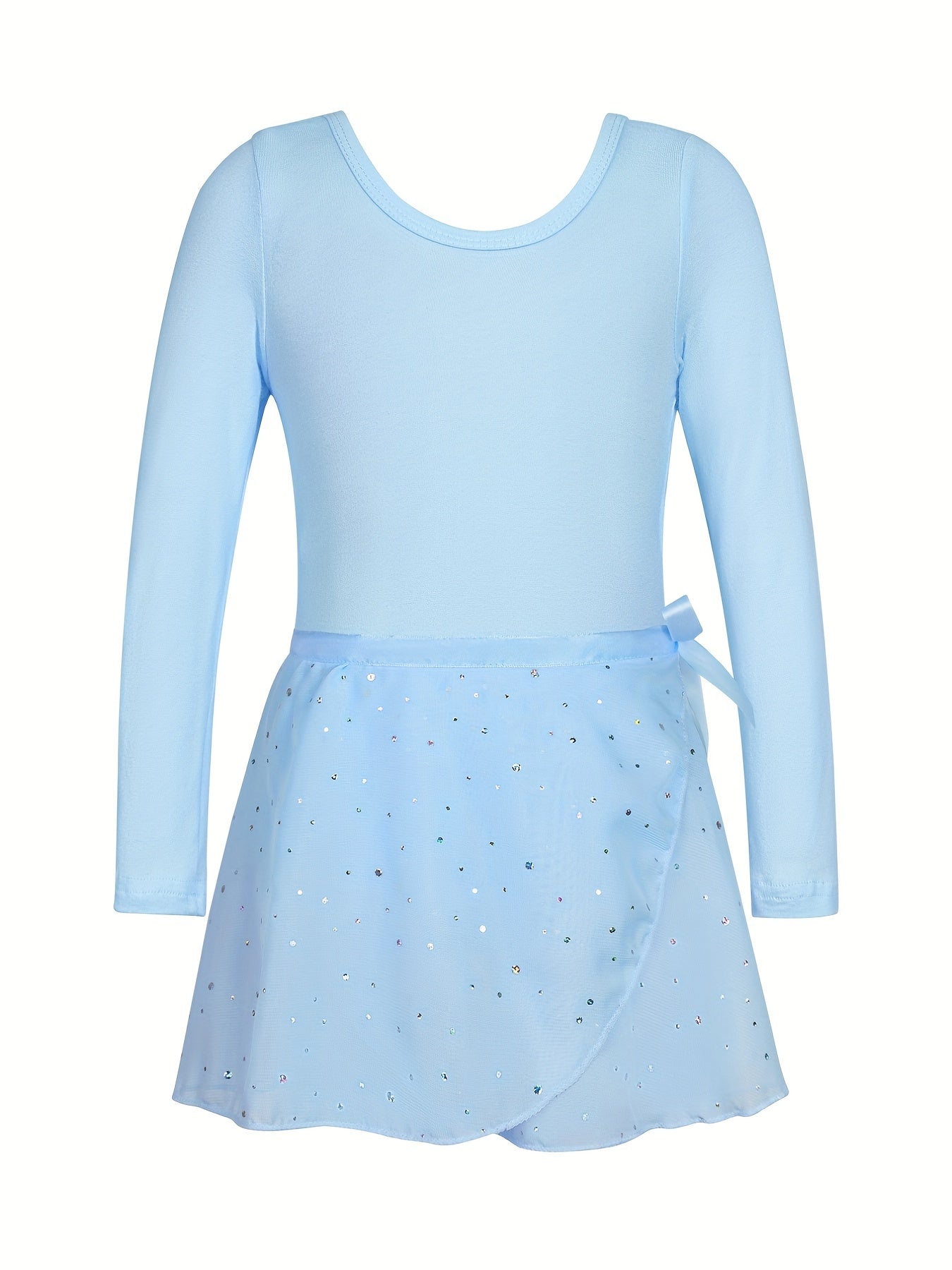 Girls Sequin Dancing Dress Long Sleeve Exercise Skirt