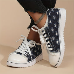 Women's Skull Print Canvas Shoes Lightweight Breathable Low Top Sport Shoes
