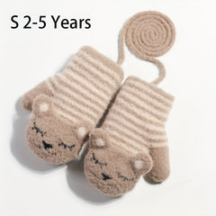 Kids Winter Knit Gloves Boys Girls Christmas Holiday Warm Gloves