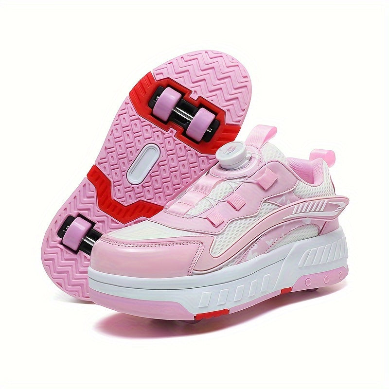 Girl's Roller Shoes Rotating Buckle Wheel Skate Sneakers