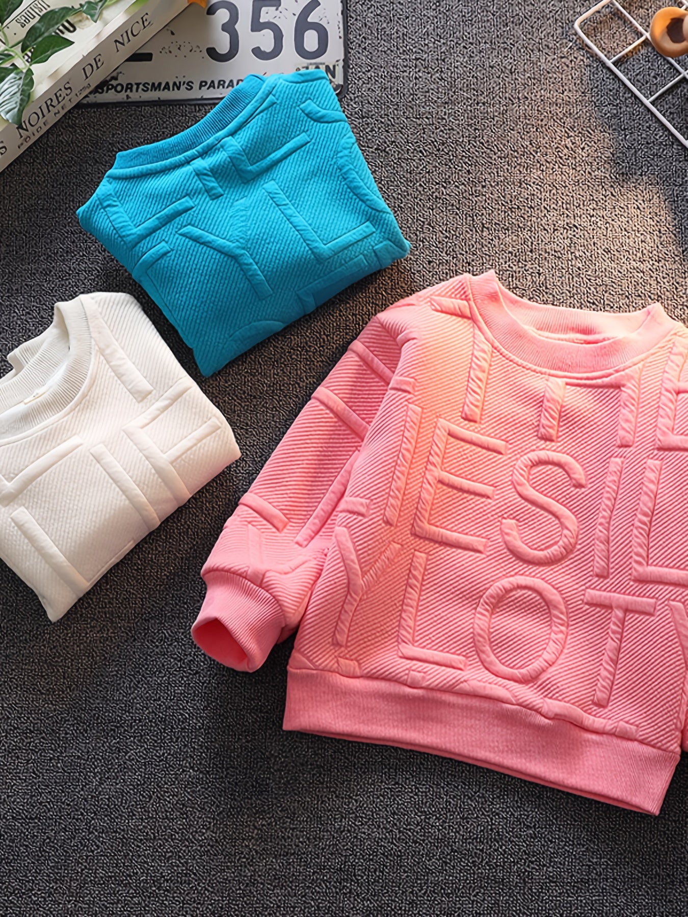 Boys Textured Pullover Crew Neck Sweatshirt