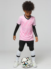 Boys Geometric Pattern Tracksuits Set Football Jersey & Shorts