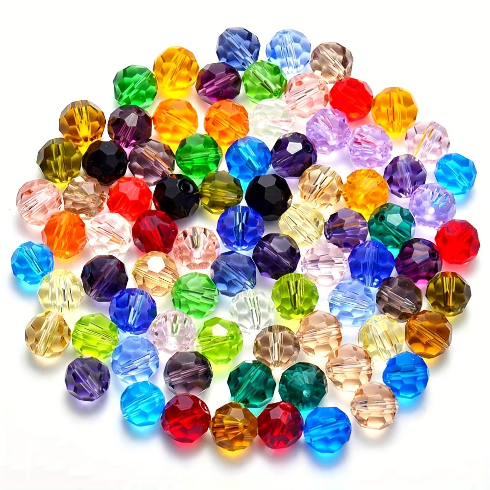 50pcs 8 6mm 32side Faceted Crystal Glass Beads Colorful Spacer Beads DIY Jewelry