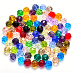 50pcs 8 6mm 32side Faceted Crystal Glass Beads Colorful Spacer Beads DIY Jewelry