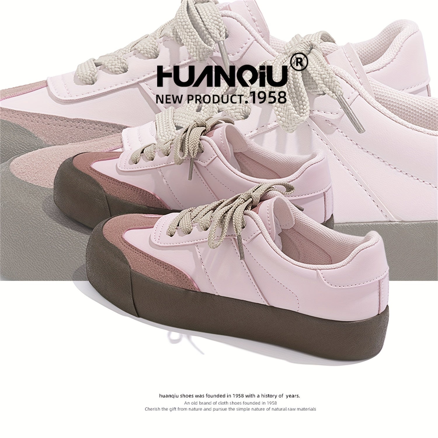 HUANQIU Lace-up Lightweight Non-slip Low Sneakers for Women