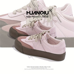 HUANQIU Lace-up Lightweight Non-slip Low Sneakers for Women