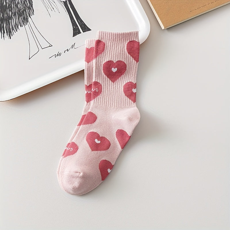 Heart & Strawberry Print Socks Women's Stockings