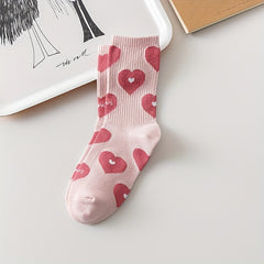 Heart & Strawberry Print Socks Women's Stockings