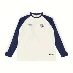 Men's Graffiti Pattern Long Sleeve Crew Neck Block Shirt Lightweight