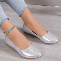 Women's Glitter Loafers Pointed Toe Slip On Flat Shoes