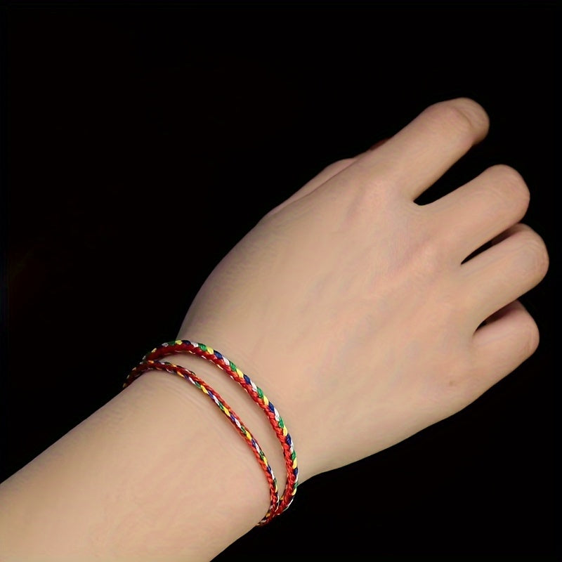 2 Pcs Colorful Rope Bracelet Good Luck Couple Holiday Gift