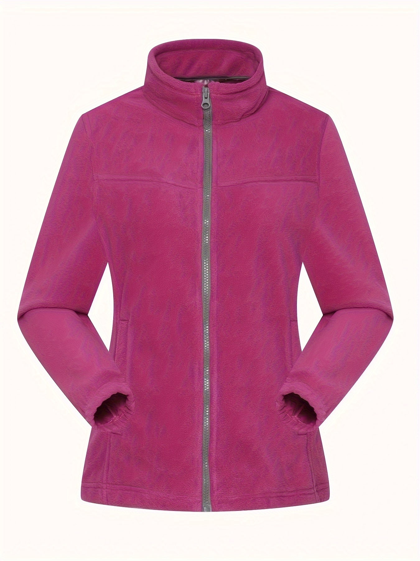 Women's Fleece Zip Thermal Jacket Sports Coat Turtle Neck Activewear