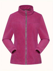 Women's Fleece Zip Thermal Jacket Sports Coat Turtle Neck Activewear