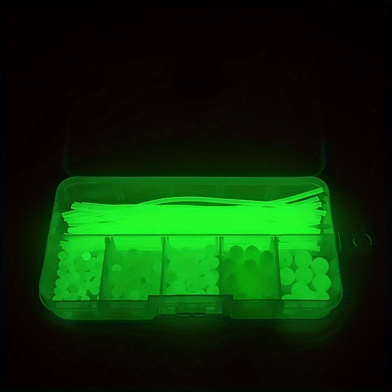170pcs Glow in the Dark Fishing Beads Set Soft Rubber Rig Accessories