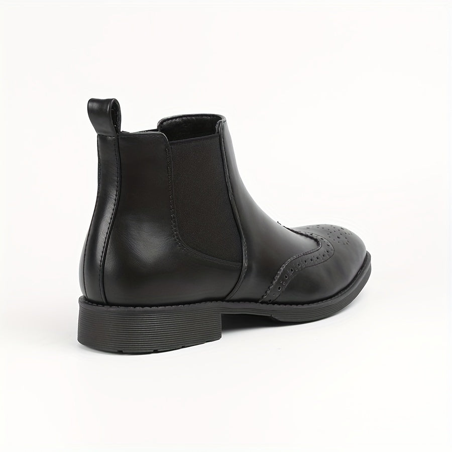 Men's Brogue Wingtip Chelsea Boots Casual Walking Shoes Sleek Look