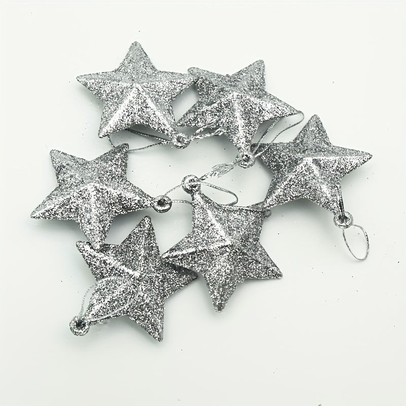 6pcs Small Golden Stars Christmas Tree Decorations