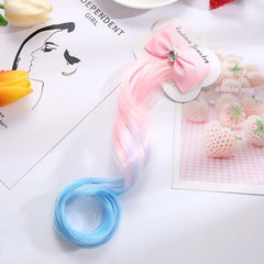 Girls Bow Gradient Wig Hair Hair Clips Decorative Hair Accessories