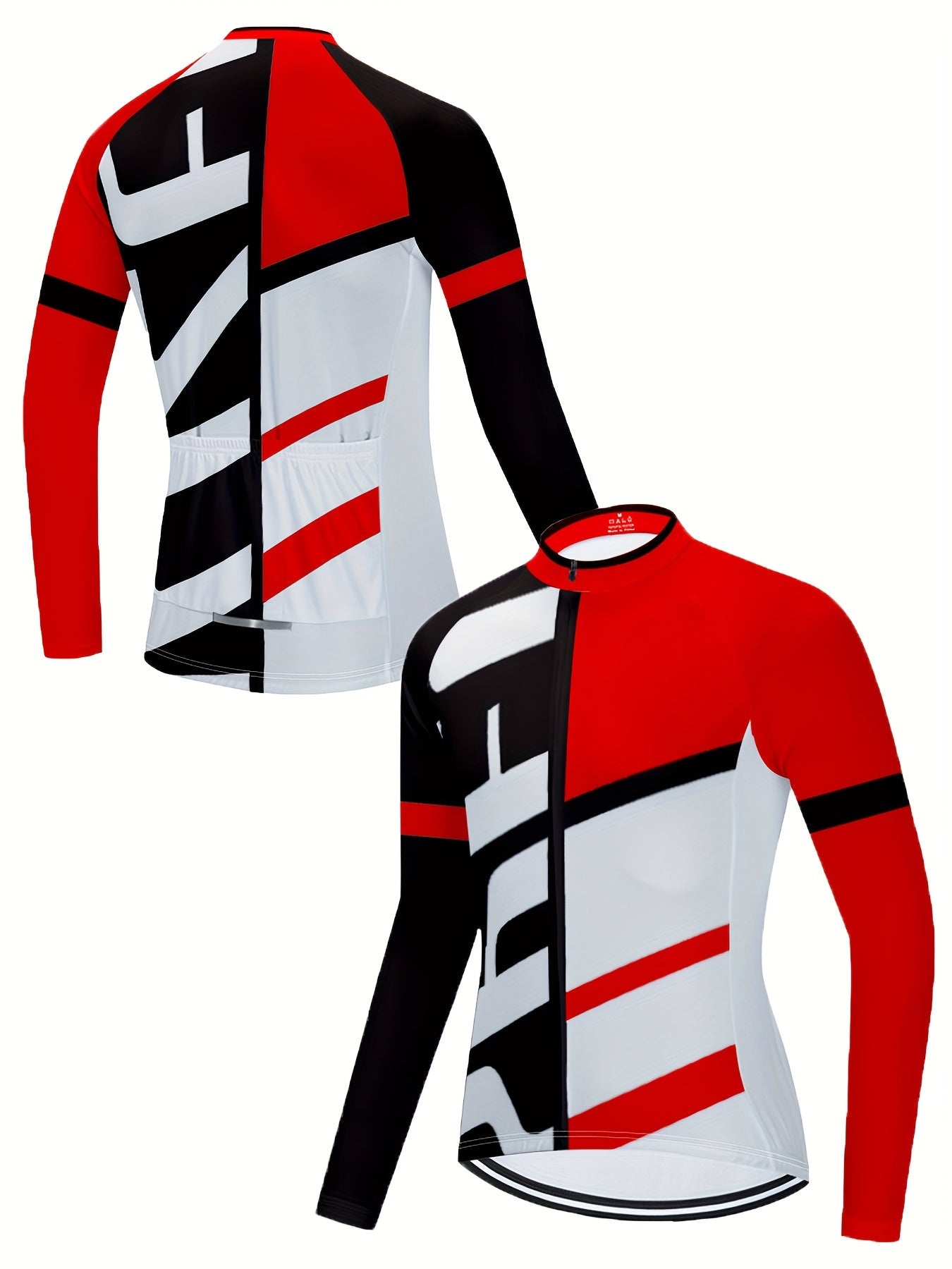 Men's Long Sleeve Cycling Jersey with Zipper for Biking & Riding