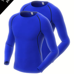 2 Pcs Men's Quick Drying Long Sleeve T-shirts for Fitness Training