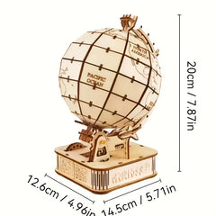 DIY 3D Wooden Globe Puzzle Kit Apricot - Great Gift for Friends
